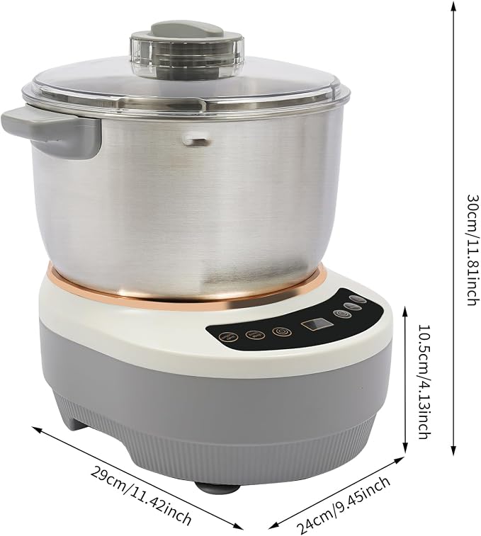 7L/1.84 Gal Electric Dough Maker with Fermentation, 250W Dough Mixer Machine, Built-in Microcomputer Timer,Digital Screeny, Automatic Kneading Machine for Bakery (Silver + Grey)