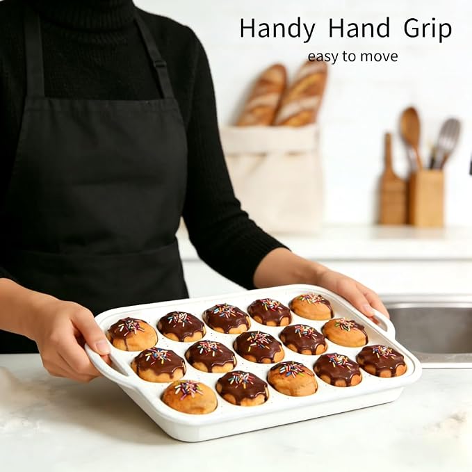 Silicone Muffin Pan, Non-Stick Cupcake Baking Tray, 12-Cup Muffin Tin for Baking with Silicone Basting Pastry Brush Set, Dishwasher Safe Mold for Cupcakes, Muffins, Cakes, 2 Pack