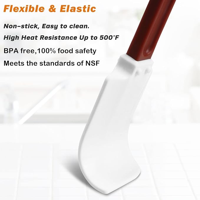 High-Temp Silicone Spatula, Commercial Spatula 500°F Heat-Resistant Non-Stick Silicone Scraper (10-Inch, NSF)