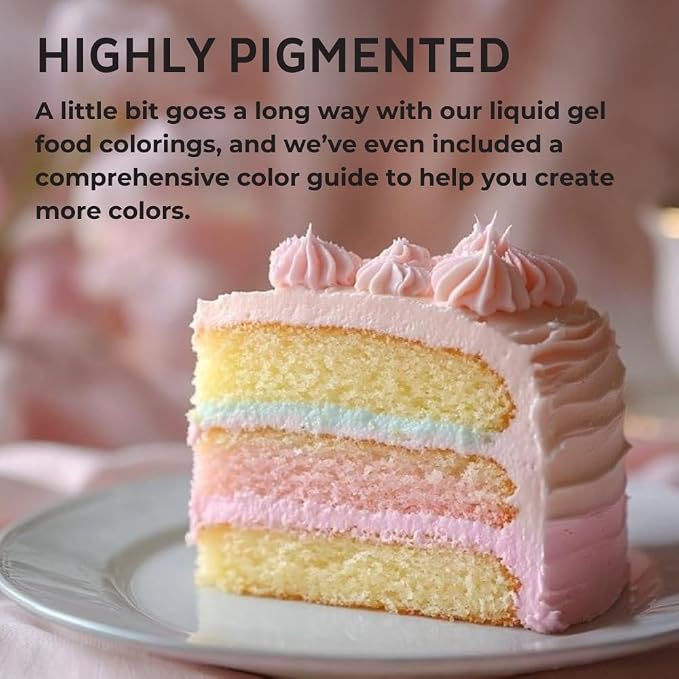 Chefmaster - Pastel Easter Colors Liqua-Gel Food Coloring Kit - Water-Based Food Coloring Gel - 4 Pack - Highly Pigmented, Create Vividly Colored Desserts, Easy-To-Blend Formula - Made in the USA