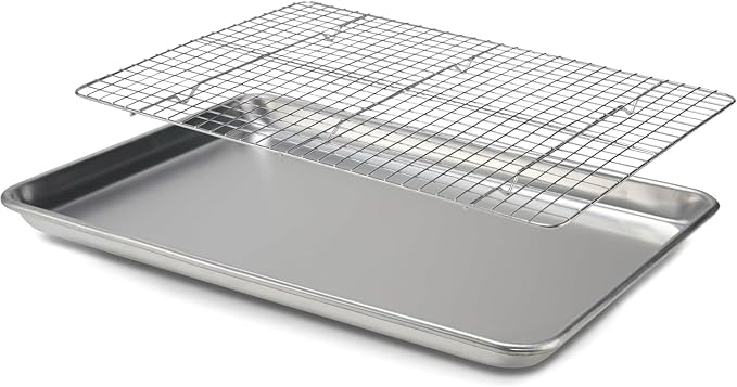 18" x 13" Baking Sheet, Sheet Pan with Wire Rack Set, Stainless Steel Cookie Pan Baking Tray with Cooling Rack (1)