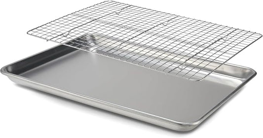 18" x 13" Baking Sheet, Sheet Pan with Wire Rack Set, Stainless Steel Cookie Pan Baking Tray with Cooling Rack (1)