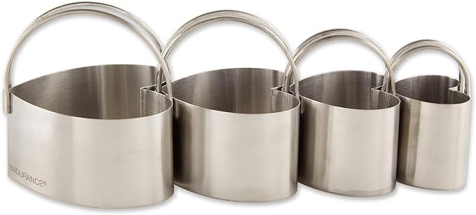 RSVP International Endurance Heart Shape Biscuit Cutters - Stainless Steel, Set of 4 | Nest for Easy Storage | For Cutting Thick or Thin Dough | Professional | Dishwasher Safe