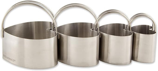 RSVP International Endurance Heart Shape Biscuit Cutters - Stainless Steel, Set of 4 | Nest for Easy Storage | For Cutting Thick or Thin Dough | Professional | Dishwasher Safe