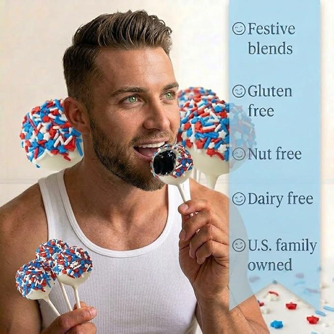 Sprinkles | Patriotic sprinkles | Red white and blue sprinkles | American decorations | Cookie sprinkles | July 4th | Manvscakes