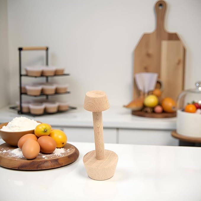 Tart Tamper - Double Side Wooden Egg Mold DIY Cake Pastry Pusher for Kitchen Party Baking Tools, Pie and Quiche Pans