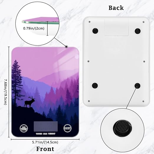 Food Scale Kitchen Scale Food Weight Scales Digital Weight Grams and Ounces Small Electronic Food Scale for Baking Cooking Purple Stag Mountains and Forest