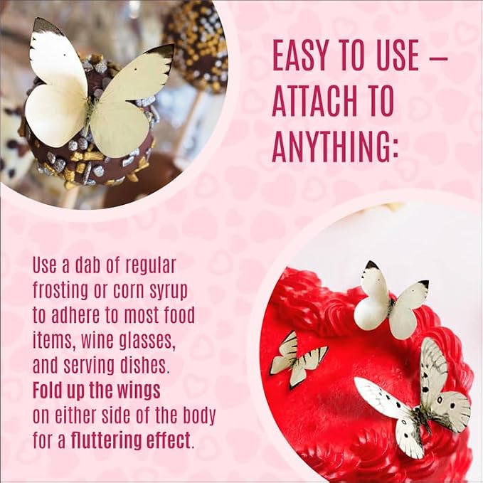 Sugar Robot Inc. Edible Butterflies Assorted Size Premium Crafted Made in the USA - Cake and Cupcake Toppers, Decoration (White)
