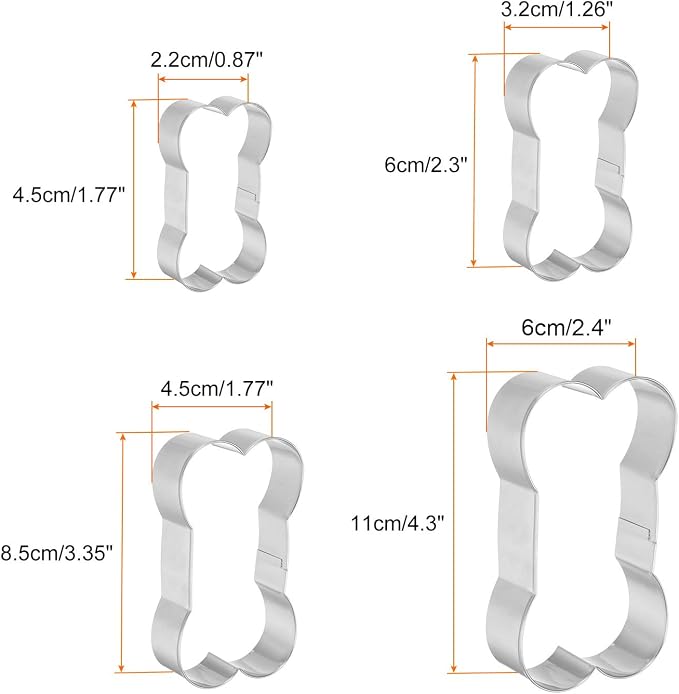 HARFINGTON Dog Bone Cookie Cutter Set Assorted Sizes Stainless Steel Homemade Treats Biscuit Baking Pastry Candy Cookie Cutters Molding for Pastry Fondant Cake