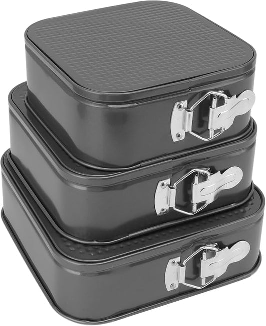 Tissting Cake Pan Set for Baking, 3Pcs Non stick Rectangle Springform Pans Removable Bottom Leakproof Cheesecake Pan Quick Release Latch Bakeware(22/24/26cm)