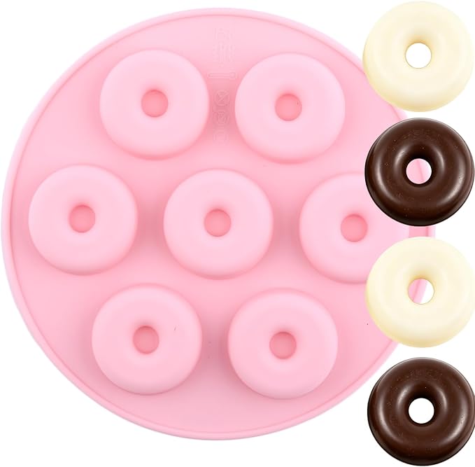 7 Cavity Mini Donut Shapes Silicone Chocolate Molds Doughnut Shaped Mold For Chocolate Candy Cake Decoration