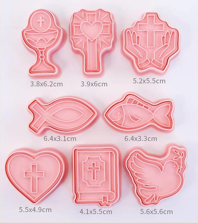 8 Pieces Christian Bible Cookie Cutters Plastic Cross Cookie Stamps Cookie Mould Press Cross Cookie Mould Set Baking Kitchen Tools (Cross 1227A)