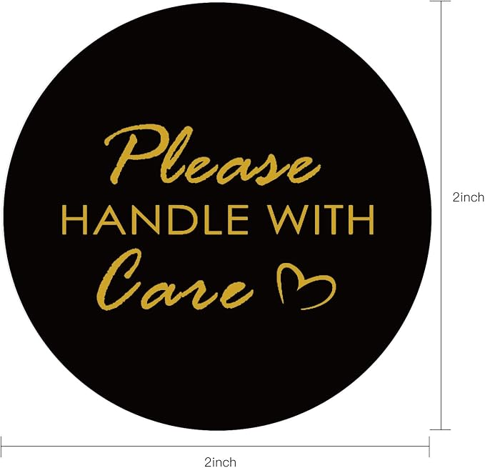 WRAPAHOLIC 2 Inch 500 Total Labels - Please Handle with Care Stickers - Gold Foil Business Thank You Stickers, Shipping Stickers for Party Decorations and Craft