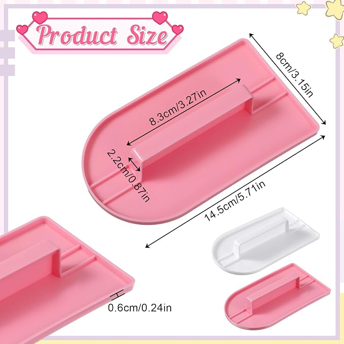 2 Pcs Cake Decoration Icing Smoother, Fondant Smoothing,Plastic Polisher Cake Decorating Tools, Fondant Smoother Set, Icings Scraper Paddle Tool for DIY Cakes (5.7" x 3.1", Pink, White)