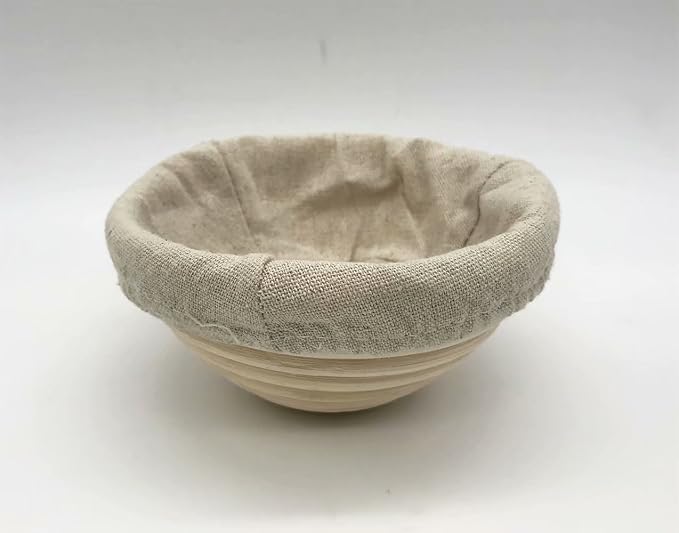 5 Inch Round Banneton Bread Proofing Basket 2 pcs Natural Rattan Cane Brotform Handmade& Linen Liner Cloth