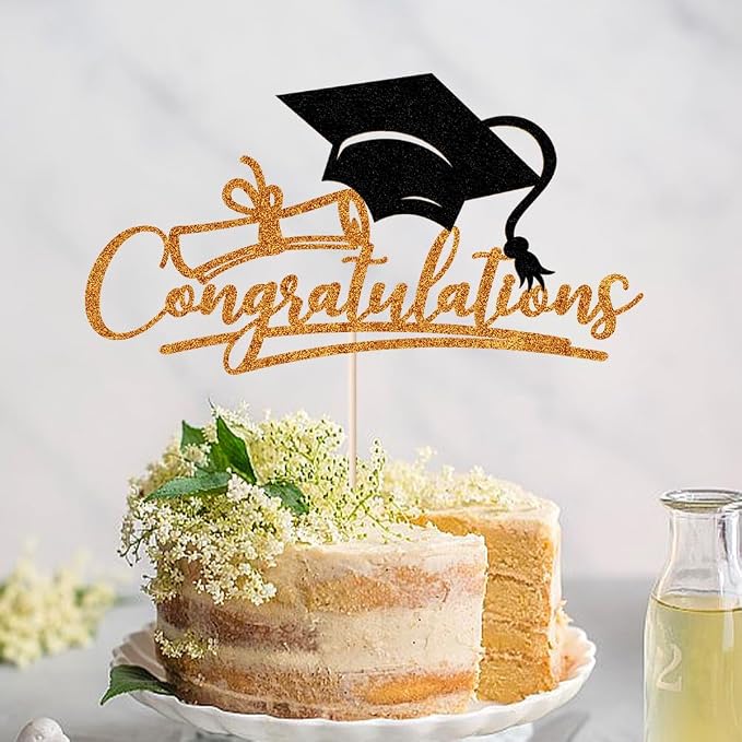 Congratulations 2026 Graduation Cake Topper,Congrats Grad Cake Decor - 2026 High School/College/Senior Graduation Party Decorations Supplies (Orange and black)