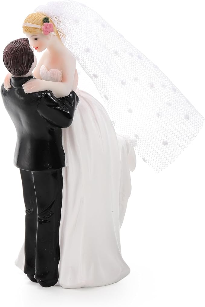 Eorbow 5.5" Bride Groom Wedding Cake Topper, Resin Couple Statue Decorative Figurine, Vintage Cake Toppers for Anniversaries, Engagement Parties, Bridal Showers, Wedding Cake Decoration