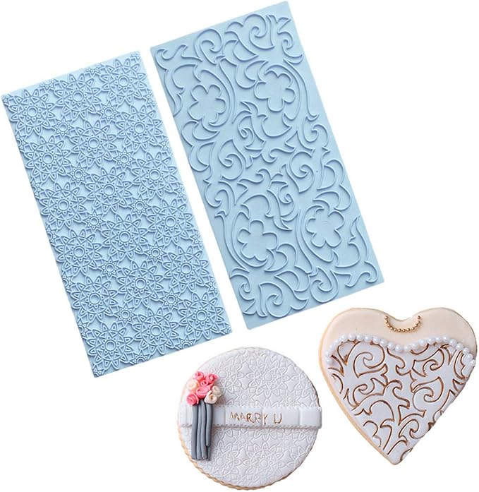 JOERSH 6 Pack Fondant Texture Mats Wood Grain Brick Castle Wall Cobblestone Texture Design Mold Fondant Molds for Clay, Chocolate, Fondant Cake Embossed Impression Sheets