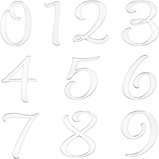 Shapenty Acrylic 0-9 Number Cake Toppers Picks for Birthday Wedding Anniversary Christmas Cake Decoration Party Supplies (10, Silver)