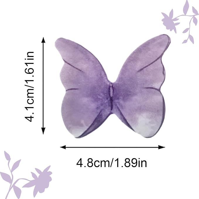 52 pcs edible wafer paper butterfly cake decoration, Cupcake topper multicolor butterfly decorative paper suitable for weddings birthdays Christmas cocktails (Watercolor purple)