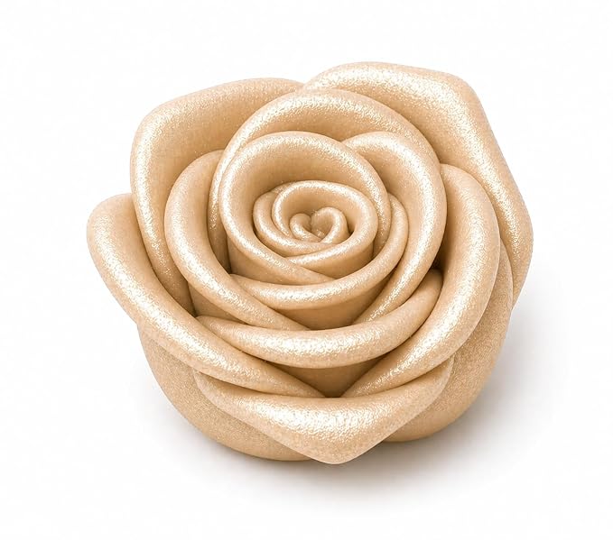 Confect Metallic Edible Champagne Gold Roses | Christmas Cupcake Toppers | Edible Flower For Cake Decorating | Pack Of 12 Edible Metallic Sugar Flowers for Cake Decorating
