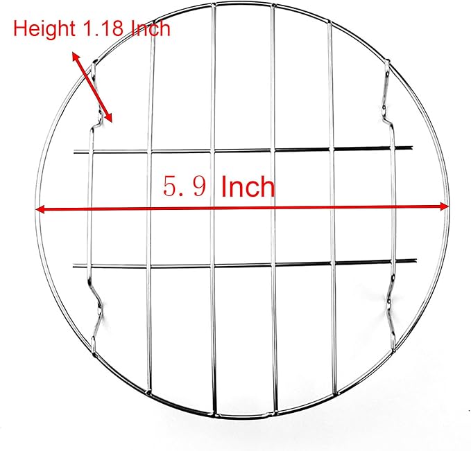 2 Pcs Steaming Rack, 5.9 Inch Round Shape Stainless Steel Steamer for Roasting Cooking, Cooling and Steaming in Kitchen and Outdoors (silver, 5.9 Inch)