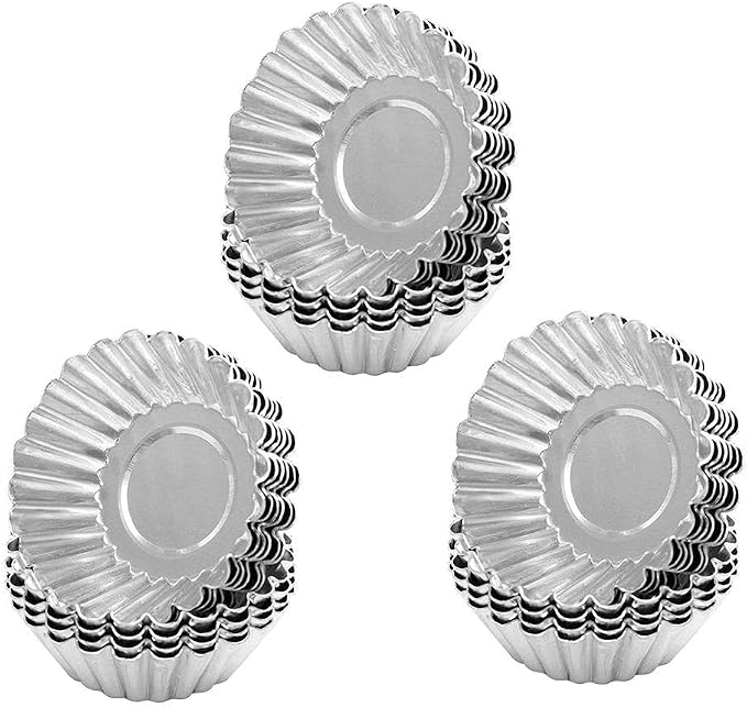 JTLB Egg Tart Mini Aluminum Cake Muffin Tins Pans Non Stick Cupcake Kitchen Reusable Baking Tools (30*Egg Tart Mo LDS)