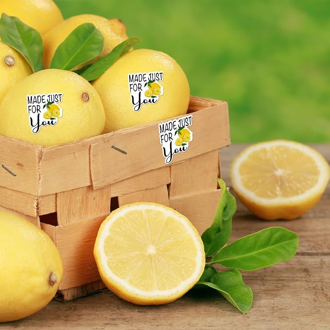Made Just for You Lemon Funny Small Business Lemon Stickers,Cute Lemonade Stickers for Cups,Lemonade Stand Supplies Paster 500 PCS