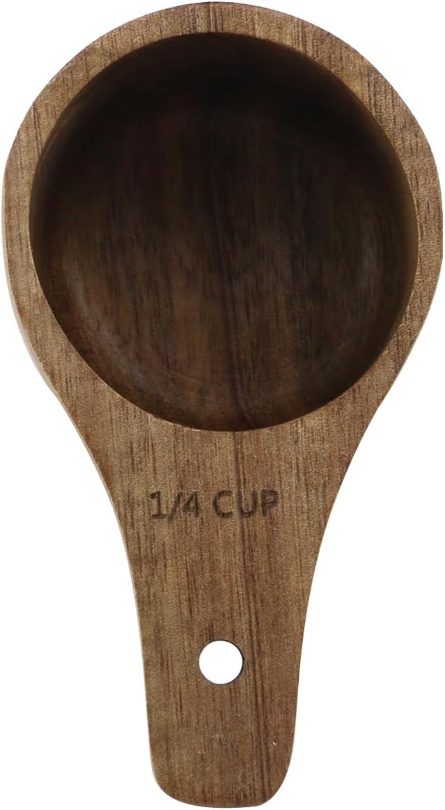 1PCS 1/4 Wooden Measuring Cup and Measuring Spoon Kit for Baking Cooking Spice Coffee Tea Milk Powder