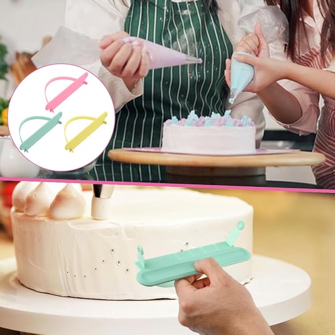 Cake Arch Guide Tool Set, 3 Pack Adjustable Arc Rulers with 3 Straight Rulers, 14 Width Settings, Flexible Plastic Guides for Buttercream Fondant and Royal Icing Layout Marks