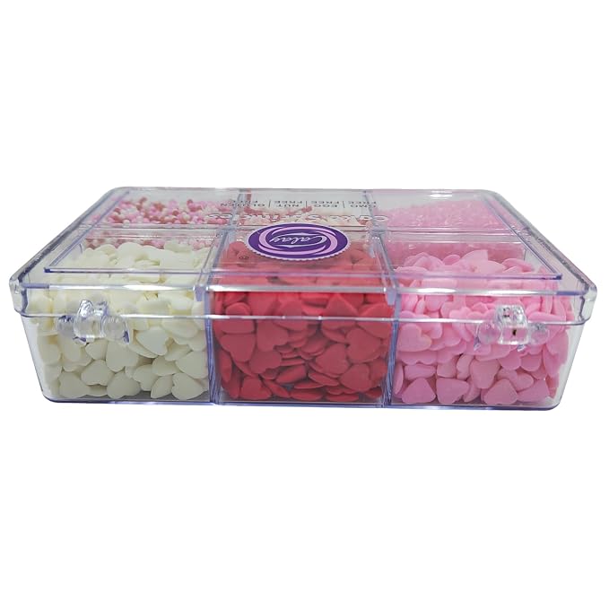 Valentines Sprinkles, Edible Red White and Pink Heart Sprinkles with Jimmies Nonpareils Sanding Sugar for Cake Decorating, Baking, Ice Cream, Cookies Decorations, Cupcake Toppers