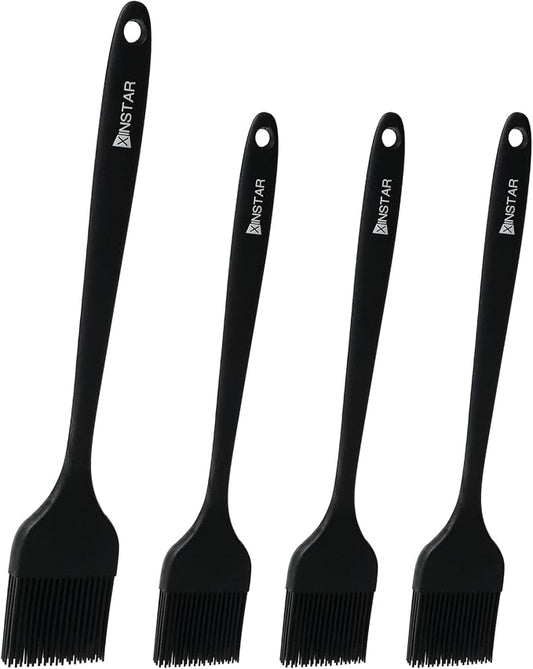 4 Pack Silicone Basting Pastry Brushes; Heat Resistant Pastry Brush ;Enhance Your Grill and Baking Skills with Our Heavy-Duty Steel Core Brush - Ideal for Cooking Enthusiasts and Pros Alike