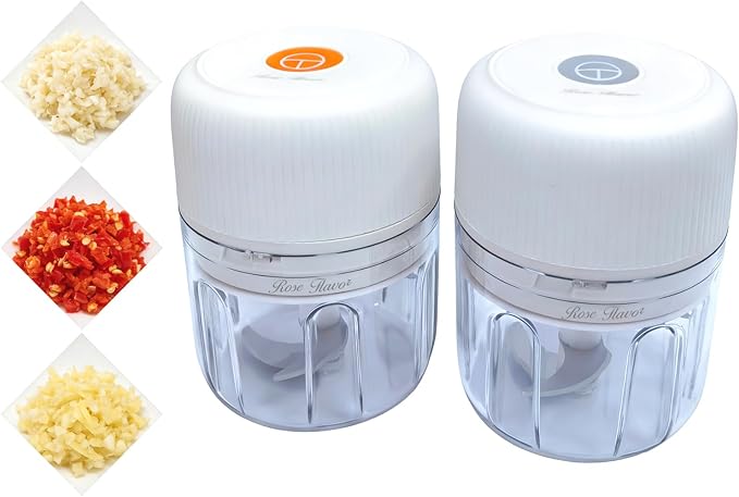 Electric Garlic Chopper, USB Chargeable Mini Food Processors 250ML (White)