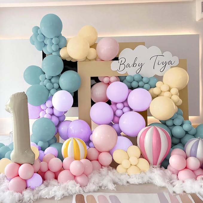 Blue Purple Pink Nude Balloon Garland Arch Kit, 160Pcs Latex Balloons Different Size Balloons 18 12 10 5 inch for Birthday Baby Shower Wedding Bridal Shower Party Decorations