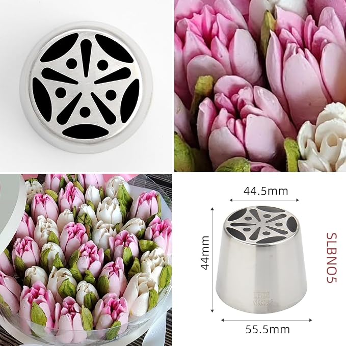 1 Piece Stainless Steel XXL Russian 5 Petals Stamen Flower Icing Tips,Cake Decorating Piping Nozzles,Pastry Frosting Russian Piping Tips for Cake Decoration, Forsting Flower Piping Tips