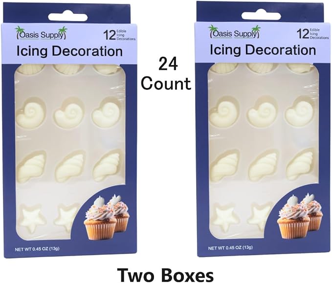 Oasis Supply Seashells and Starfish Sugar Decorations, 24-Count