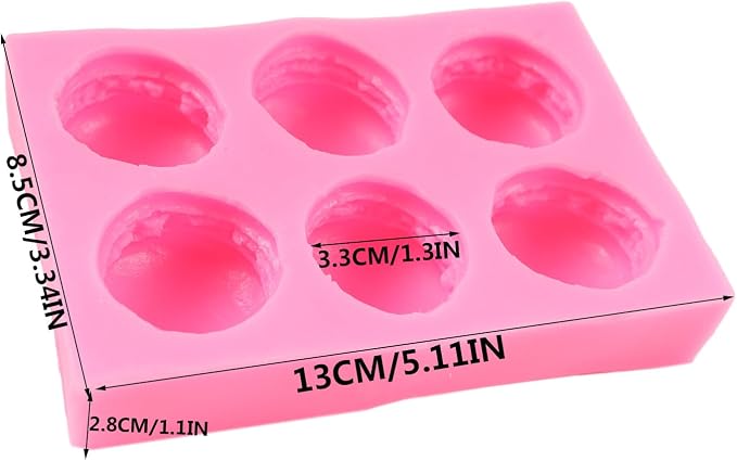 6-Cavity 3D Macaroon Silicone Molds Macaron Hamburger Fondant Mold Chocolate Candy Molds For Cake Decoration Cupcake Topper Polymer Clay Gum Paste Mini Soap Bath Bomb