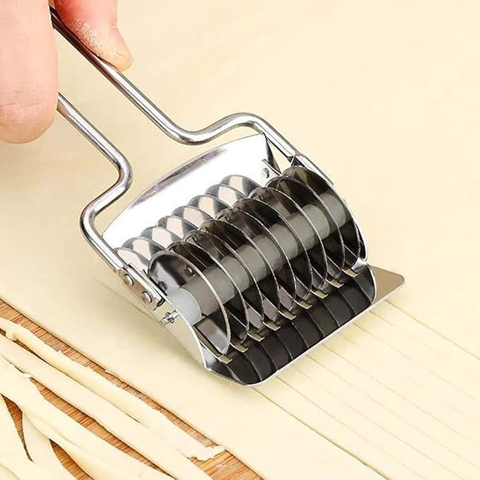 Pasta Maker Stainless Steel Noodle Lattice Roller Pastry Wheel Cutter Spaghetti Maker for Kitchen Cooking Tools (6.30 * 2.76 * 1.22inchs)