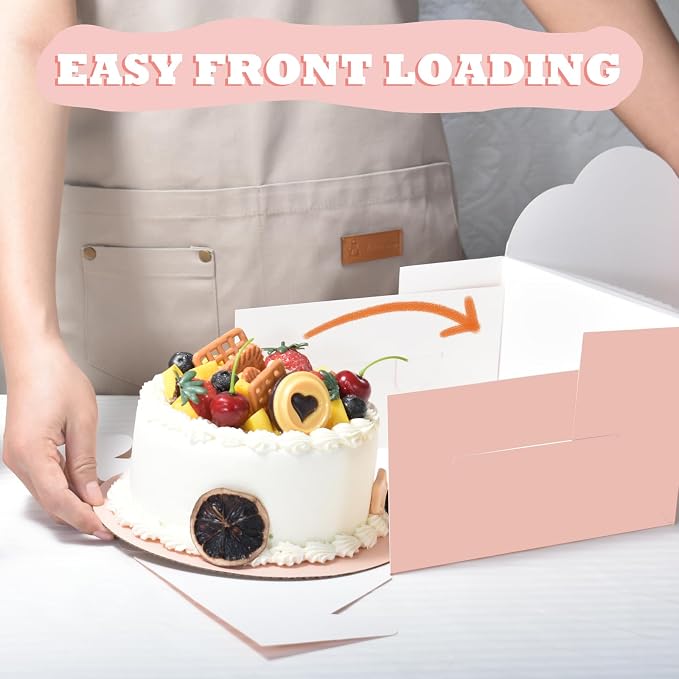 KPOSIYA 40pcs 8x8x5 inches Cake Boxes with Cake Boards（20 Boxes & 20 Boards）, Pink Bakery Boxes with Window,Cajas Pasteles Cupcake Carriers Treat Containers for Dessert Pastries, Mother's Day