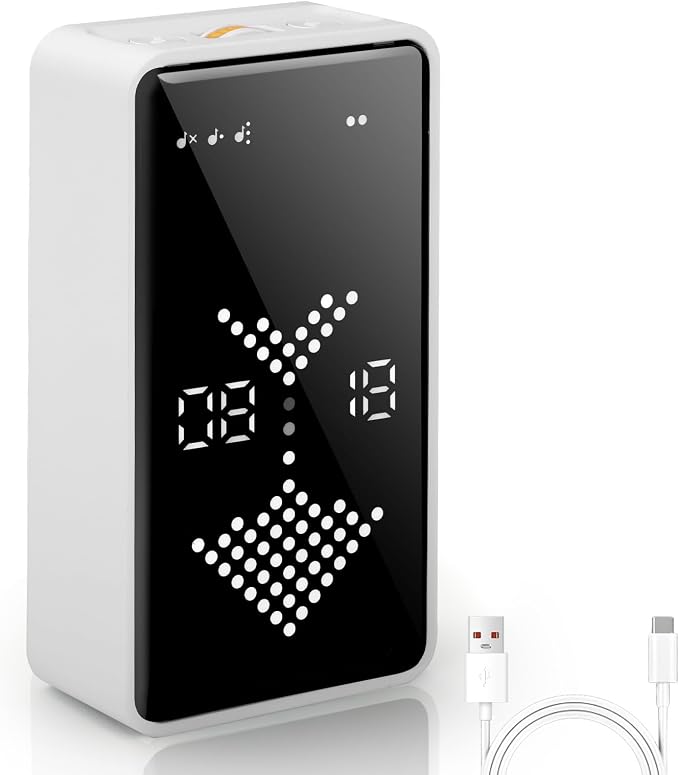 GuDoQi Digital Hourglass Timer, 1-99 Mins Adjustable Magnetic Rechargeable Digital Countdown ADHD Timer, Mute/Low Volume/High Low Volume Modes for Work, Study, Back to School, Kitch, White