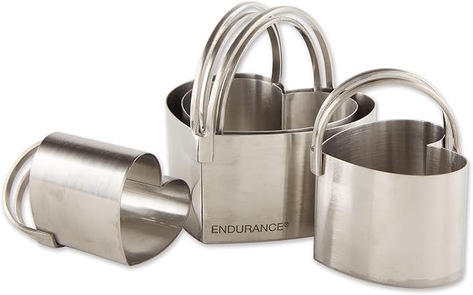 RSVP International Endurance Heart Shape Biscuit Cutters - Stainless Steel, Set of 4 | Nest for Easy Storage | For Cutting Thick or Thin Dough | Professional | Dishwasher Safe