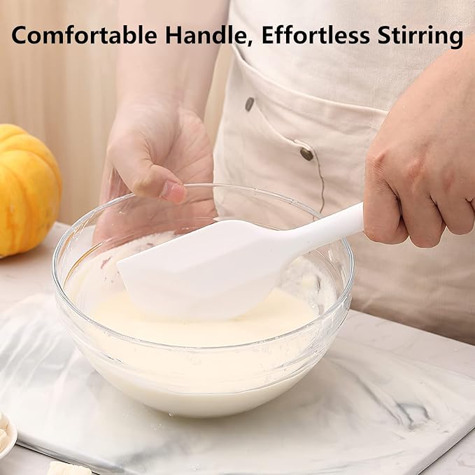 White Silicone Spatula for Cooking, 10.8In Small Kitchen, Flexible Rubber for Baking