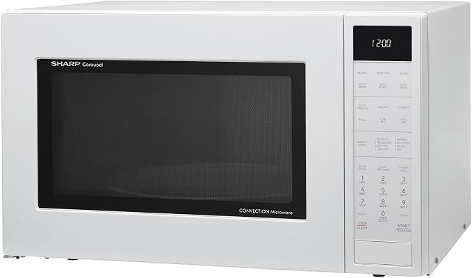 SHARP SMC1585KW Convection Countertop Microwave Oven with Removeable 15.4" Carousel Turntable, 1.5 Cubic Feet, 900 Watt, Sensor Cooking, White