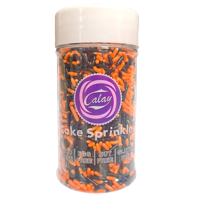 PhilaeEC Orange Black Jimmies Sprinkle Edible Soft Jimmies Sprinkle for Cake Decoration Cupcake Topper Cookie Baking Decorations Halloween Christmas Valentine Supplies 2.75oz/78g