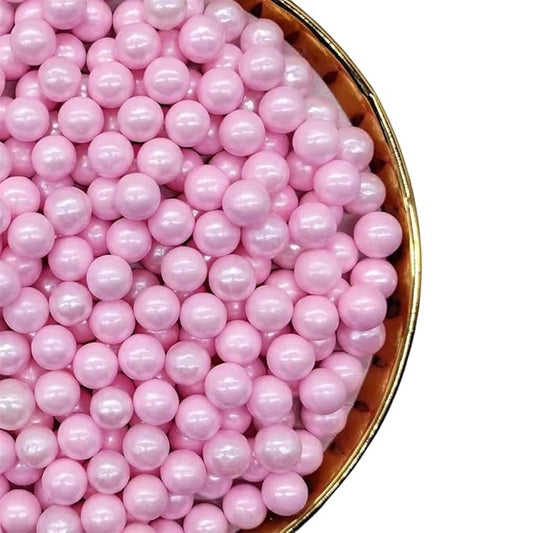 NIPEOR Pink pearls Sprinkles for Cake Decorations,Edible Pearl Sprinkles 4.6oz/130g CupcakeTopping Sprinkles Cake Decorating,Cupcake Sprinkles, Pink Sugar Candy Sprinkles10mm Pearls Pink)