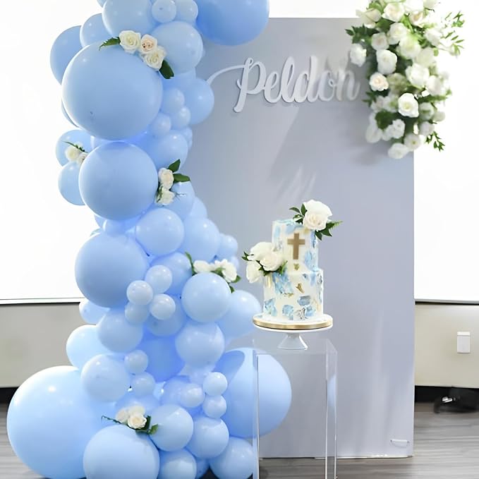 Voircoloria 110pcs Light Blue Balloons 12inch Baby Blue Latex Party Balloons for Boys Girls Birthday Party, Baby Shower, Wedding, Gender Reveal, Baby Shower, Anniversary Party Decorations