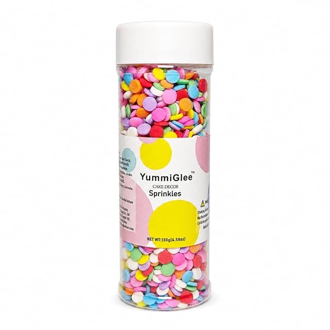 Rainbow Confetti Sprinkles 4.6 oz - Edible Rainbow Confetti for Cake Decorating, Birthday Cupcake Topper, Unicorn Party Supplies & Drink Topper - Colorful Candy Mix