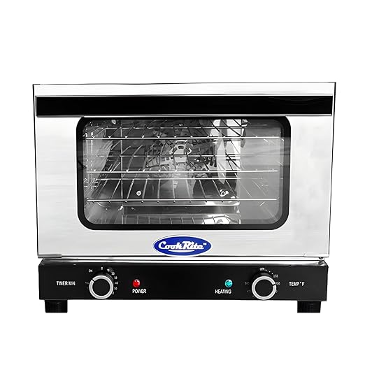 Atosa CookRite CTCO-25 Countertop Electric Convection Oven for Hotel Diner Baking | 15"H x 18 3/4"W x 19 3/4"D | Stainless Steel, Manual Control, 120V, 1440W | (Includes: Water Line Connection Kit)