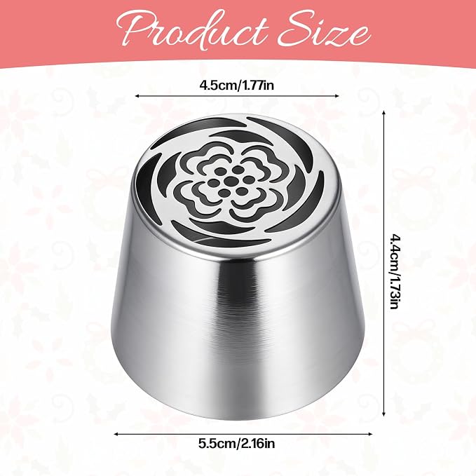 Tulip Piping Tip, Stainless Steel Flower Piping Tips for Cake Decorating Reusable Tulip Floral Nozzles for Decorating Cake Cupcake Cream Flower Pastry Cookie DIY Decor, Sl44