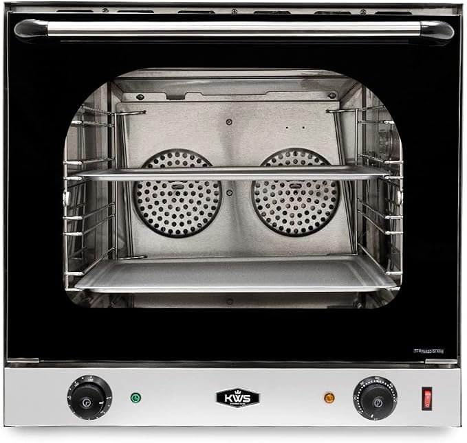 KWS CO-3 1600W Commercial Countertop Convection Oven, 2 Cu. Ft. - 120V, 4-Tier Toaster w/Front Glass Door, Electric Baking Oven